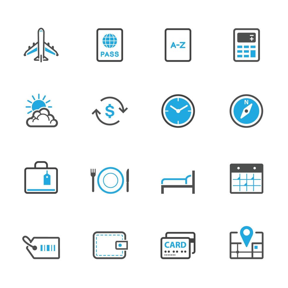 iconos de viaje con fondo blanco vector