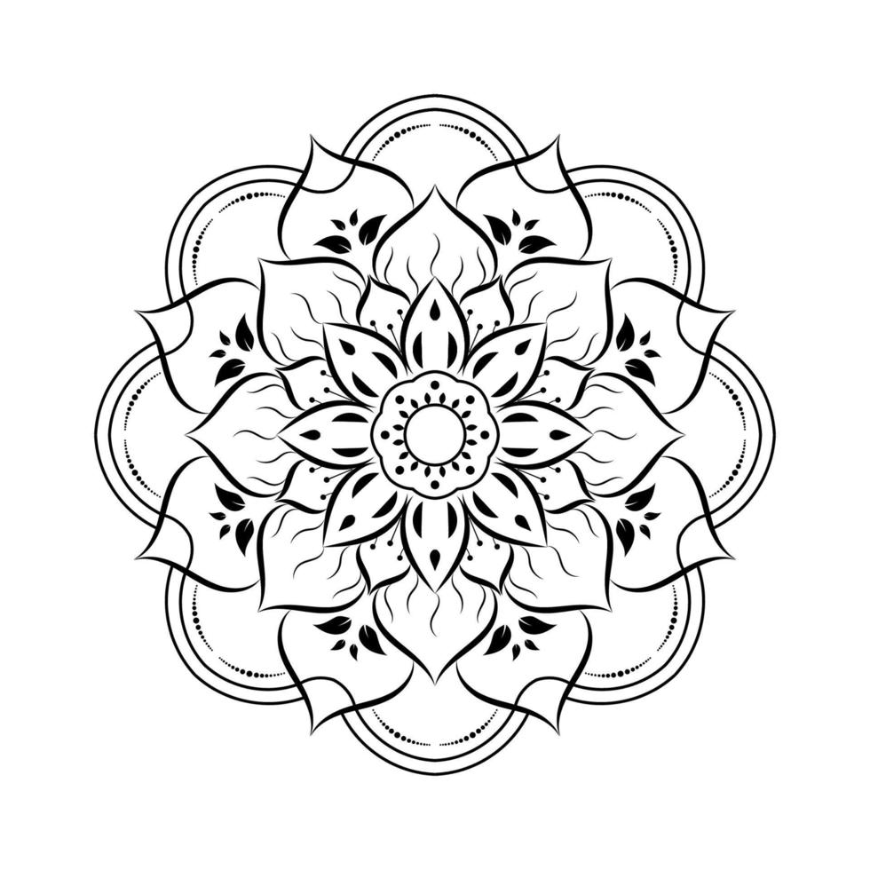 motivos florales de mandala en blanco y negro, elementos decorativos antiguos, fondo de mandala vector