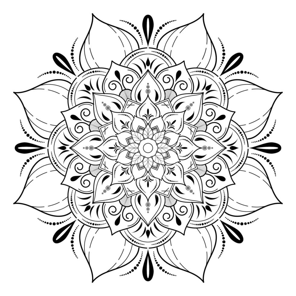 motivos florales de mandala en blanco y negro, elementos decorativos antiguos, fondo de mandala vector