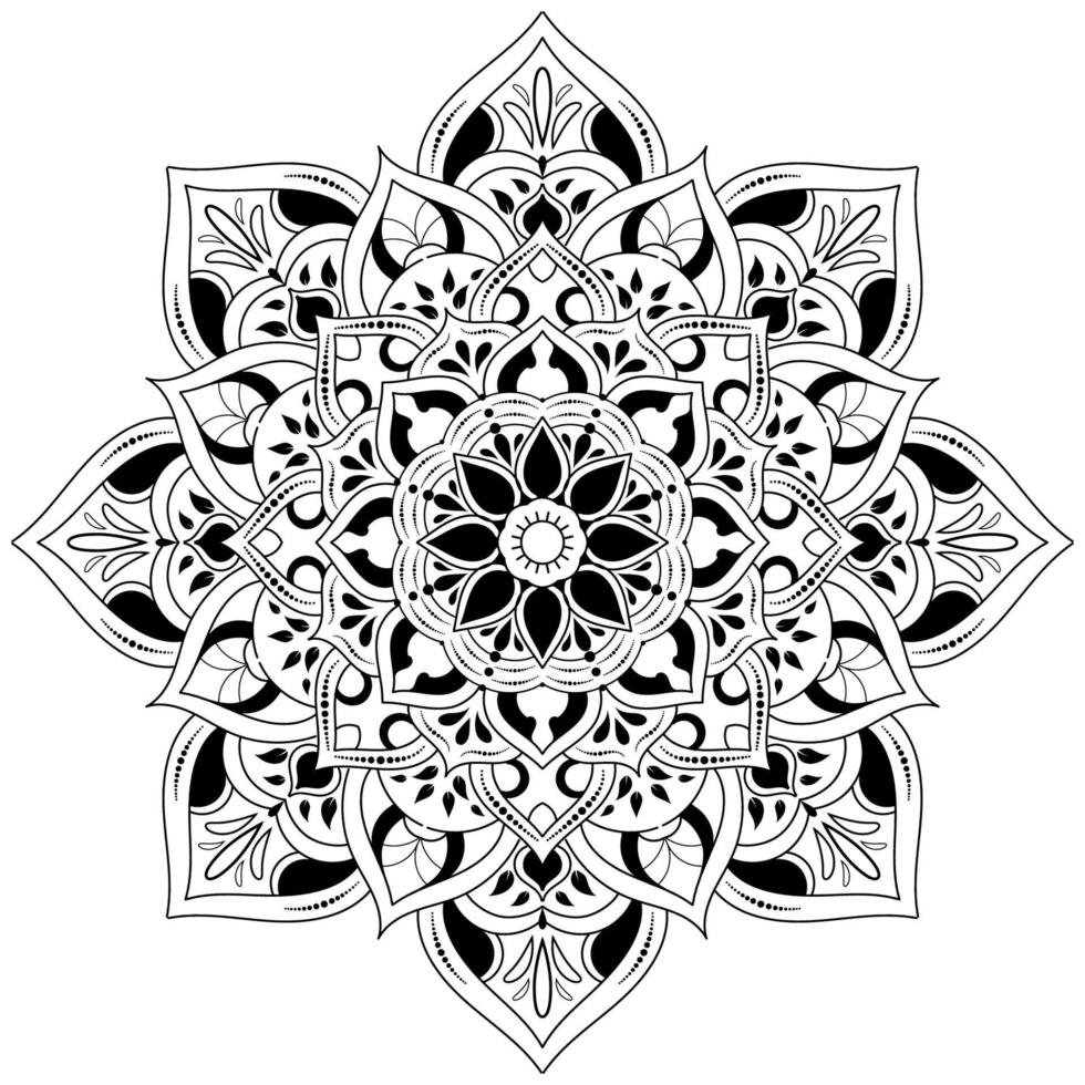 Black and white mandala floral pattern, Vintage decorative elements, Mandala background vector