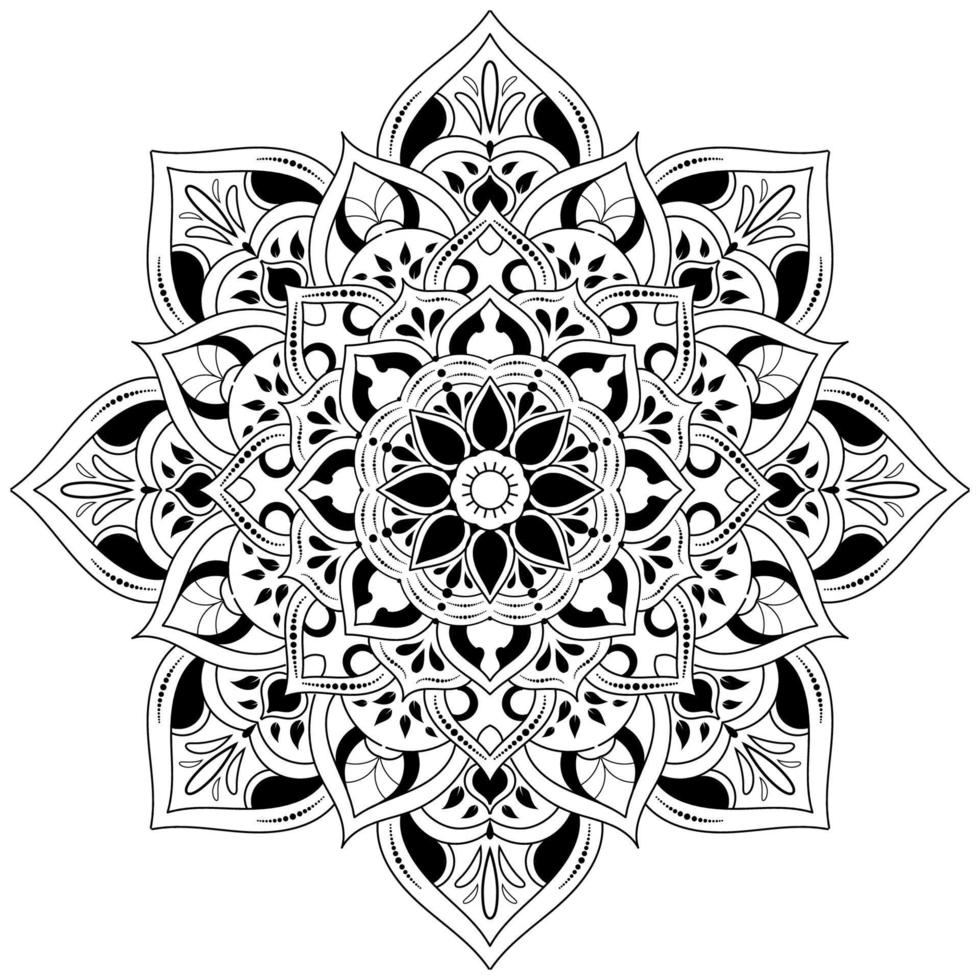 motivos florales de mandala en blanco y negro, elementos decorativos antiguos, fondo de mandala vector