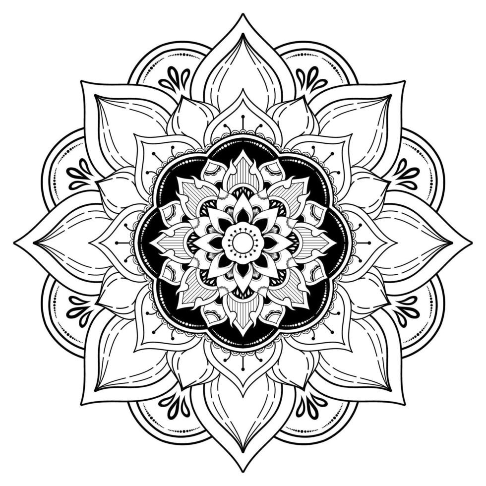 motivos florales de mandala en blanco y negro, elementos decorativos antiguos, fondo de mandala vector