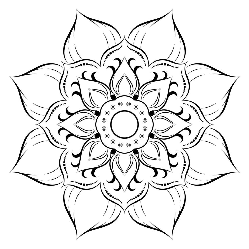 Black and white mandala floral pattern, Vintage decorative elements, Mandala background vector