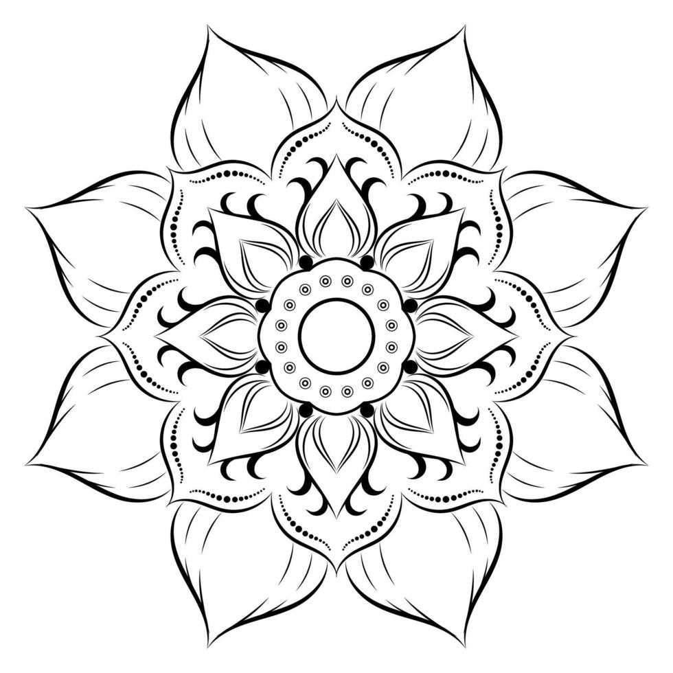 motivos florales de mandala en blanco y negro, elementos decorativos antiguos, fondo de mandala vector