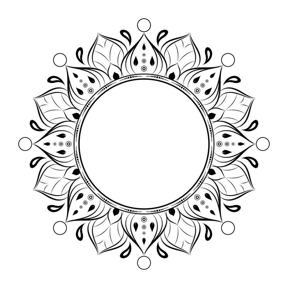 motivos florales de mandala en blanco y negro, elementos decorativos antiguos, fondo de mandala vector