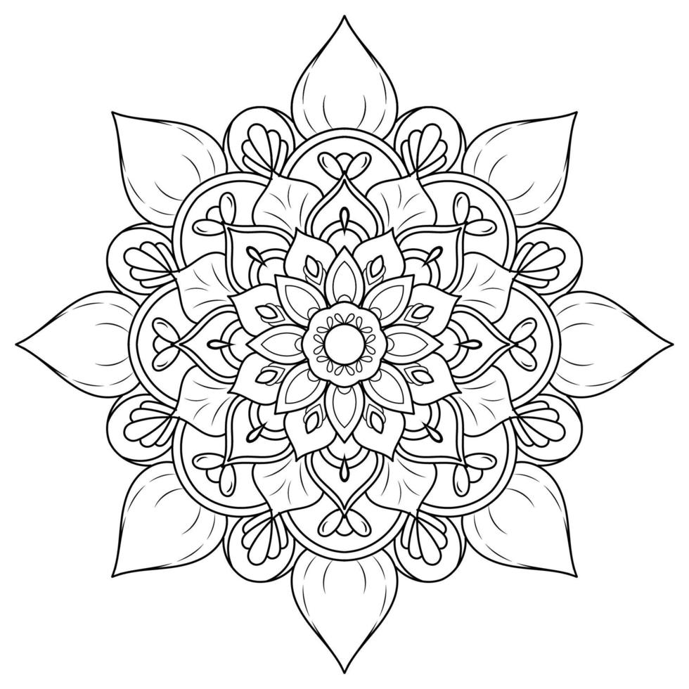 Black and white mandala floral pattern, Vintage decorative elements, Mandala background vector