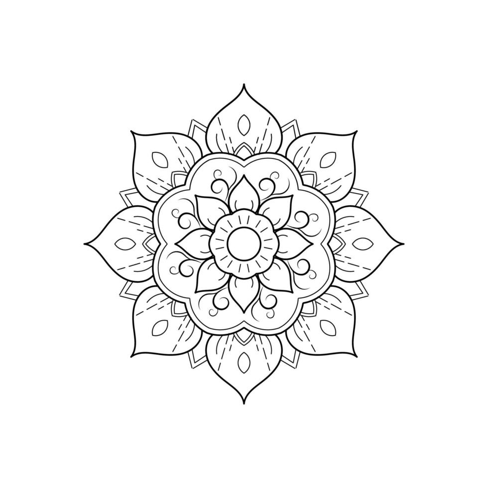 Black and white mandala floral pattern, Vintage decorative elements, Mandala background vector