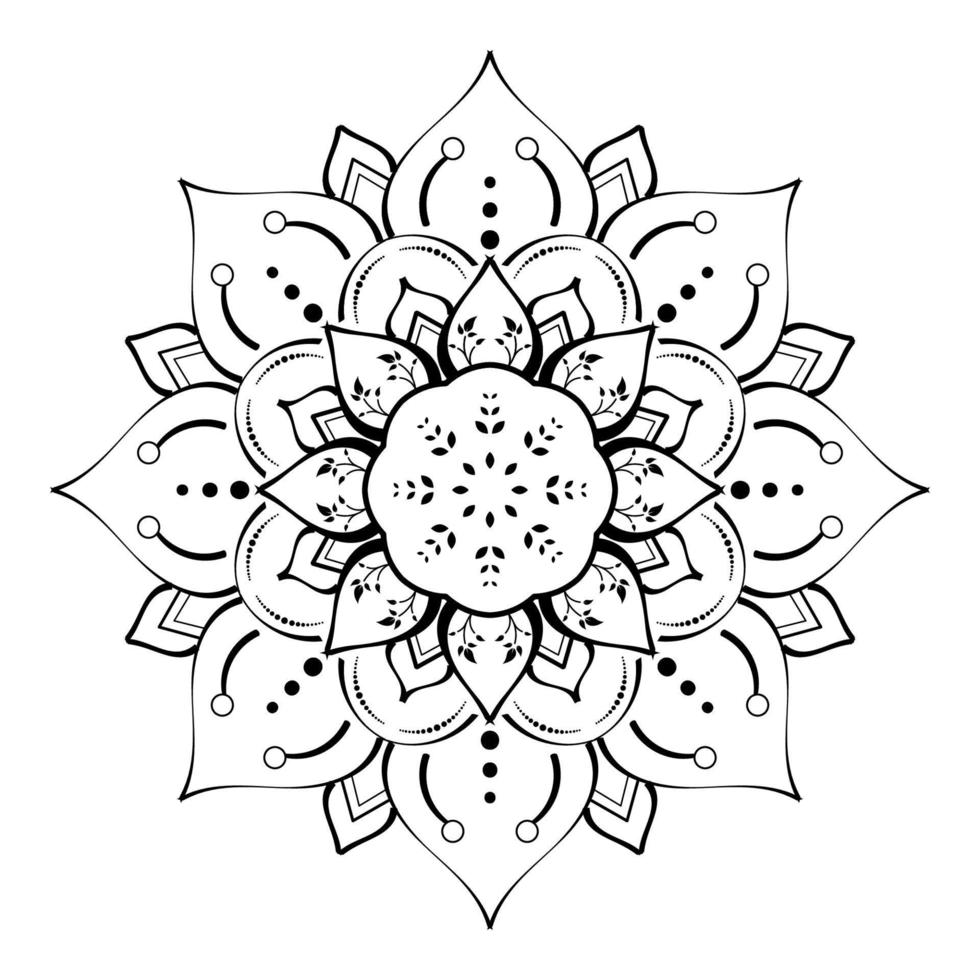 Black and white mandala floral pattern, Vintage decorative elements, Mandala background vector