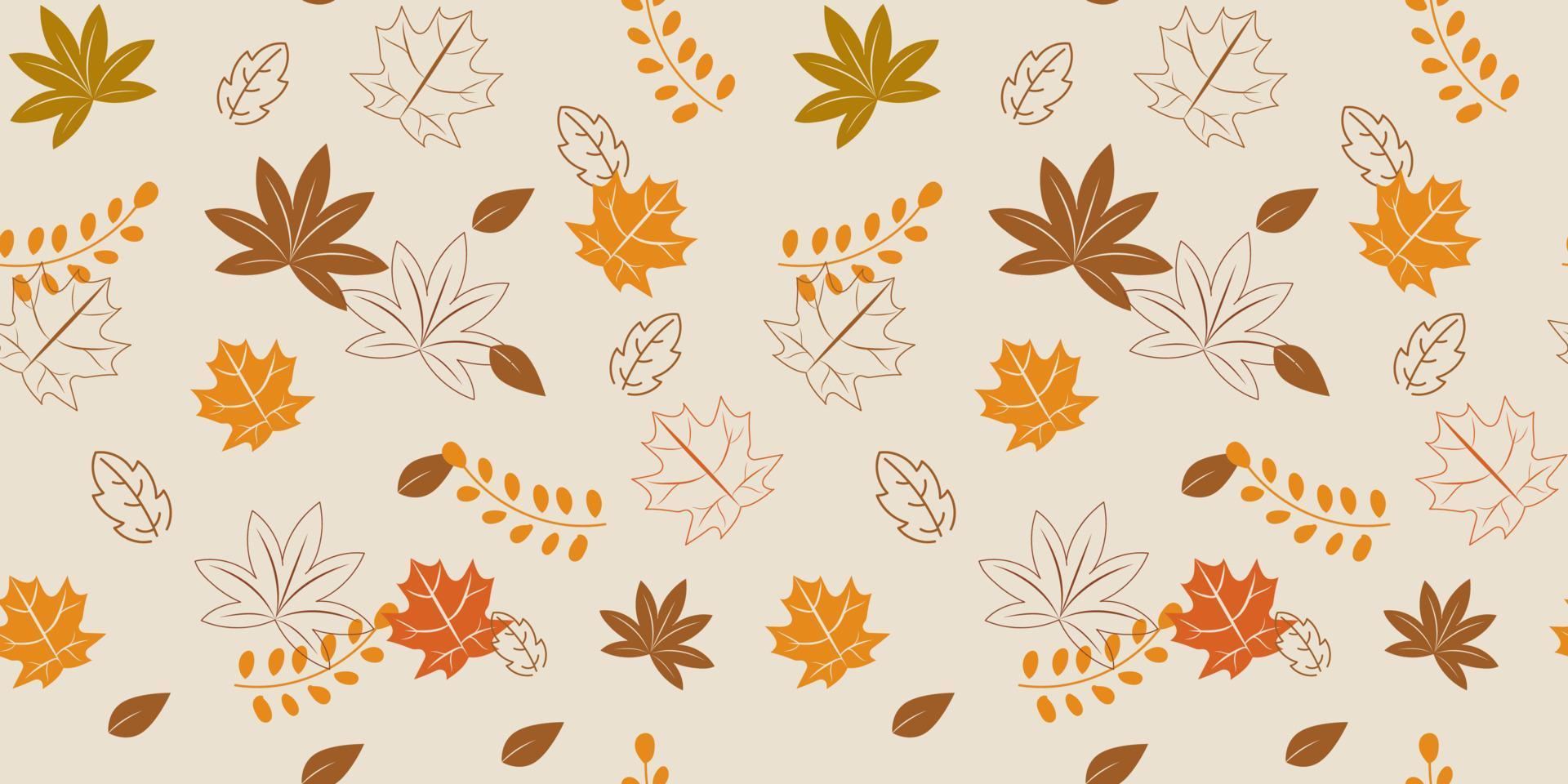 fondo de patrón de otoño sin costuras, otoño de flores florales vectoriales, elemento decorativo dibujado a mano, fondos y papeles pintados sin costuras para tela, embalaje, impresión decorativa, textil vector