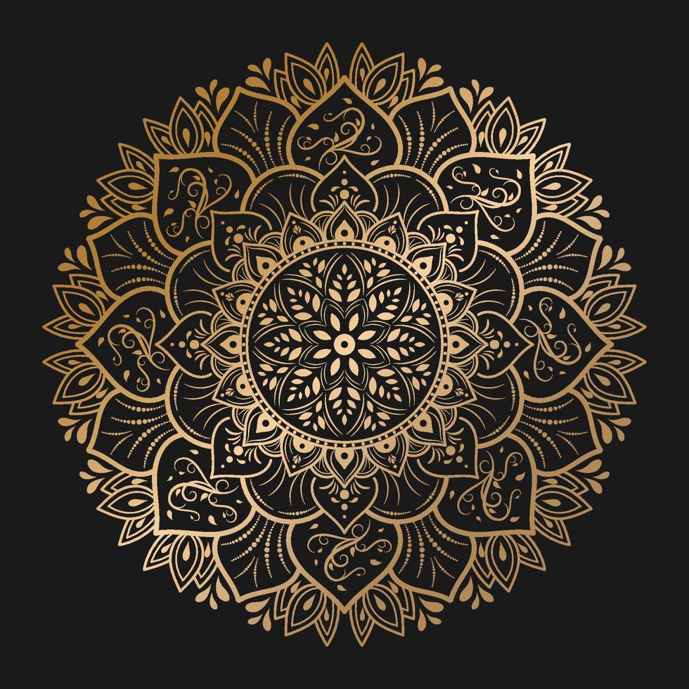 gold Mandala with vintage floral style, Vector mandala Oriental pattern,