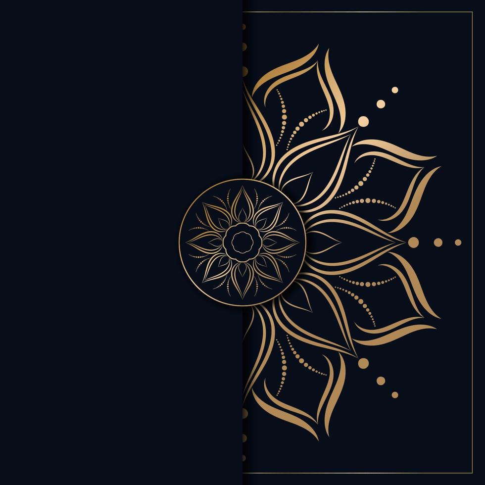 mandala design with gold and dark blue color, flower mandala background vector