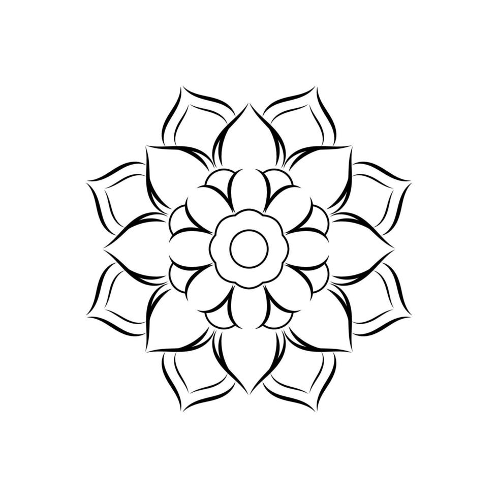 motivos florales de mandala en blanco y negro, elementos decorativos antiguos, fondo de mandala vector