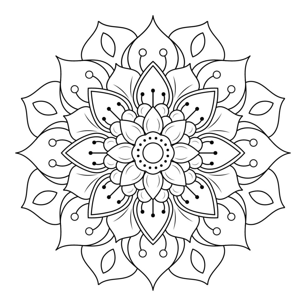 Black and white mandala floral pattern, Vintage decorative elements, Mandala background vector