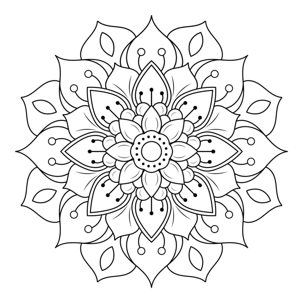 Black and white mandala floral pattern, Vintage decorative elements, Mandala background vector