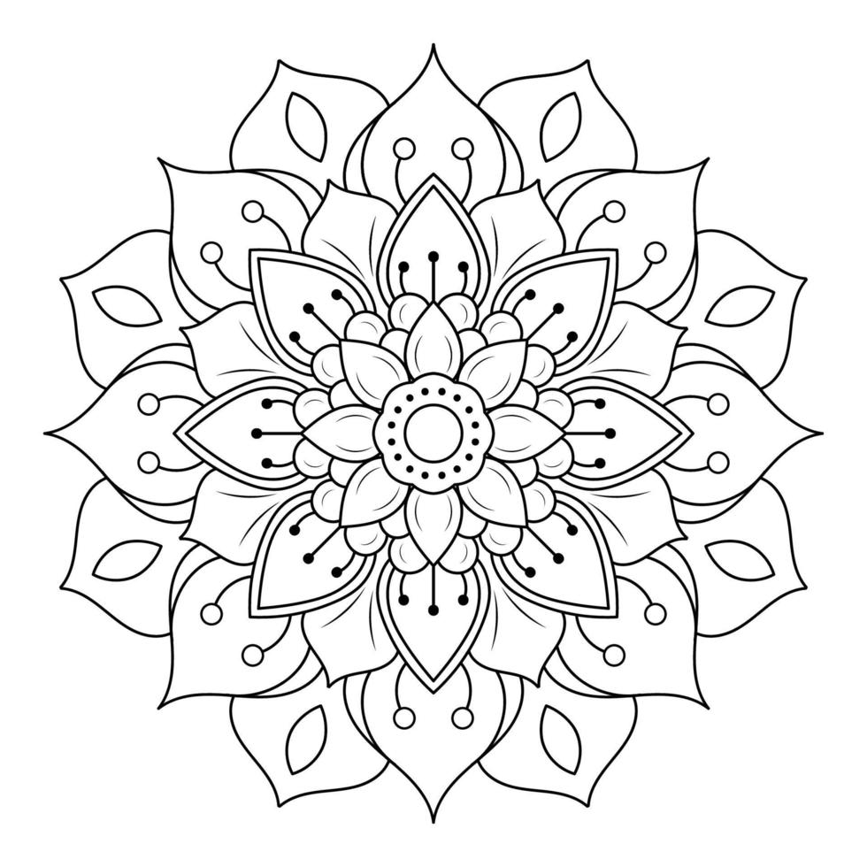 motivos florales de mandala en blanco y negro, elementos decorativos antiguos, fondo de mandala vector