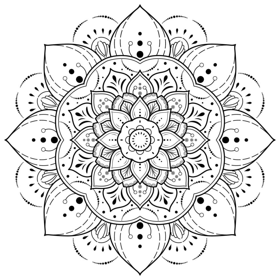 Black and white mandala floral pattern, Vintage decorative elements, Mandala background vector