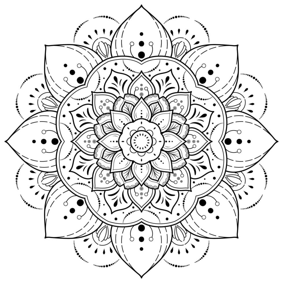 motivos florales de mandala en blanco y negro, elementos decorativos antiguos, fondo de mandala vector