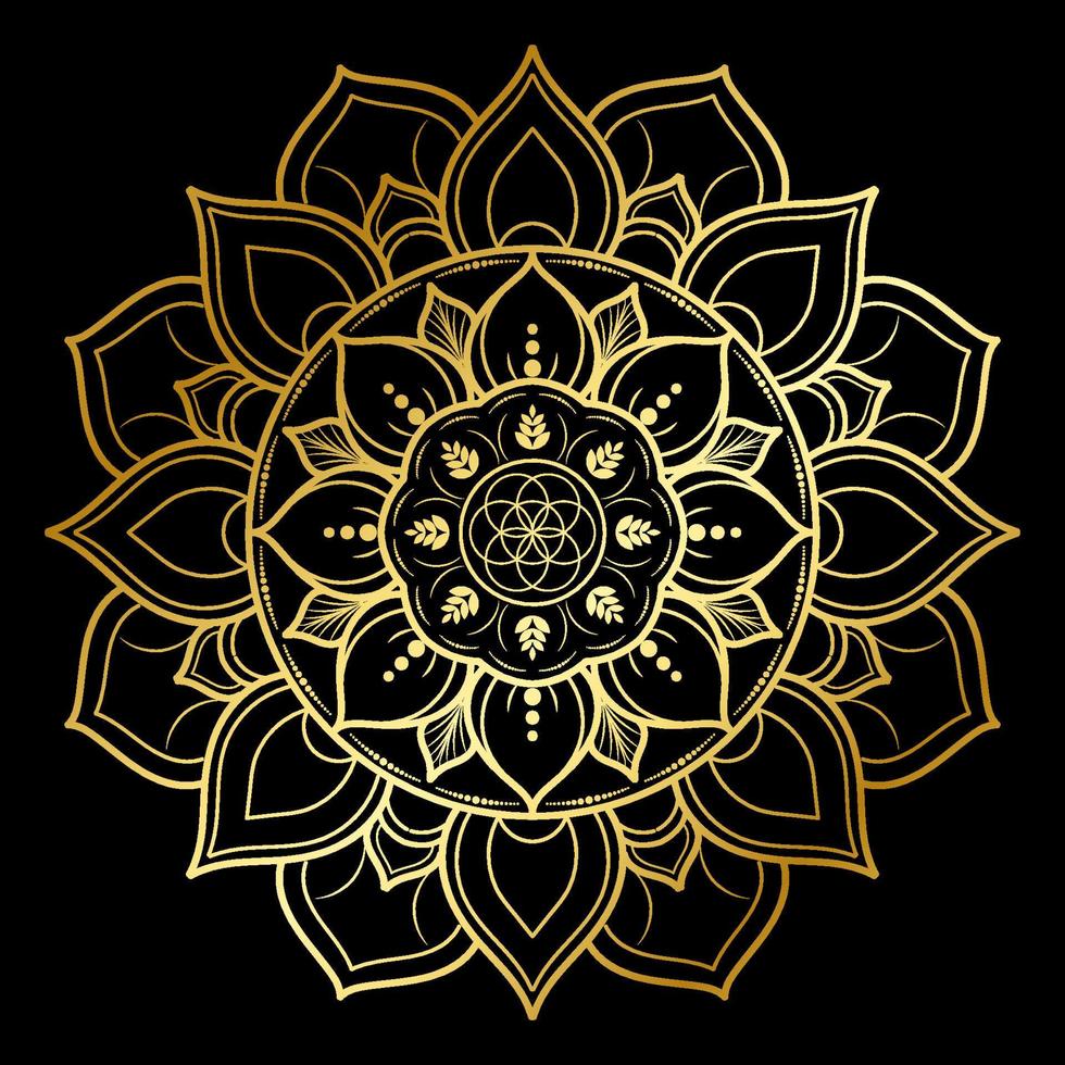mandala vintage floral style design with gold and black color vector
