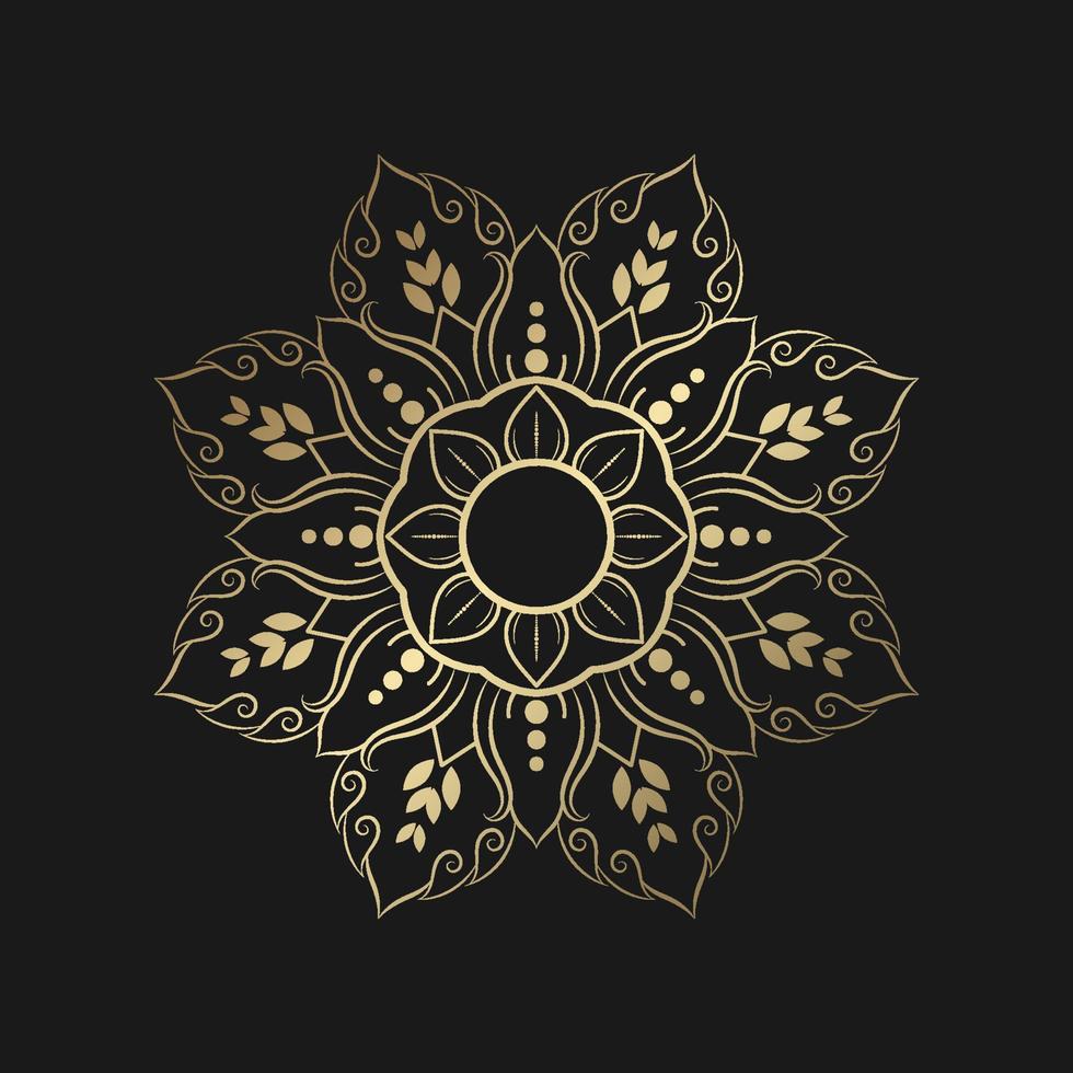 mandala de oro con estilo floral vintage, patrón oriental de mandala vectorial, vector