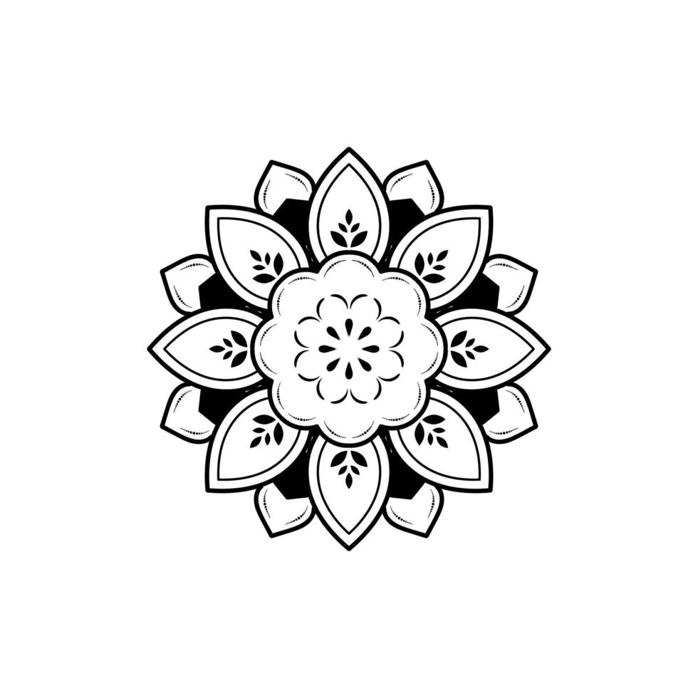 Minimal Mandala floral style, Vector mandala Oriental pattern, Hand drawn decorative element. Unique design with petal flower. Concept relax and meditation use for page logo book