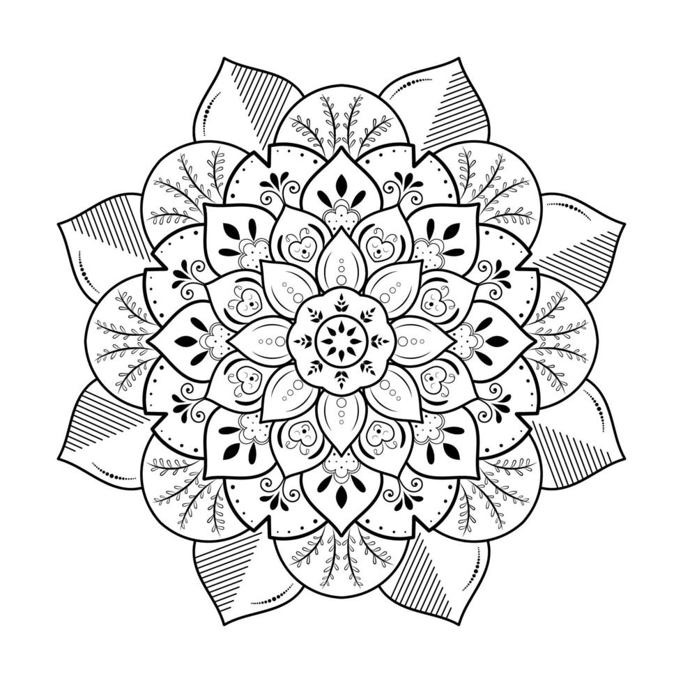 Circular Cute Flower Mandala, Vector mandala Oriental pattern, Hand drawn decorative element. Unique design with petal flower. Concept relax and meditation use for page logo book