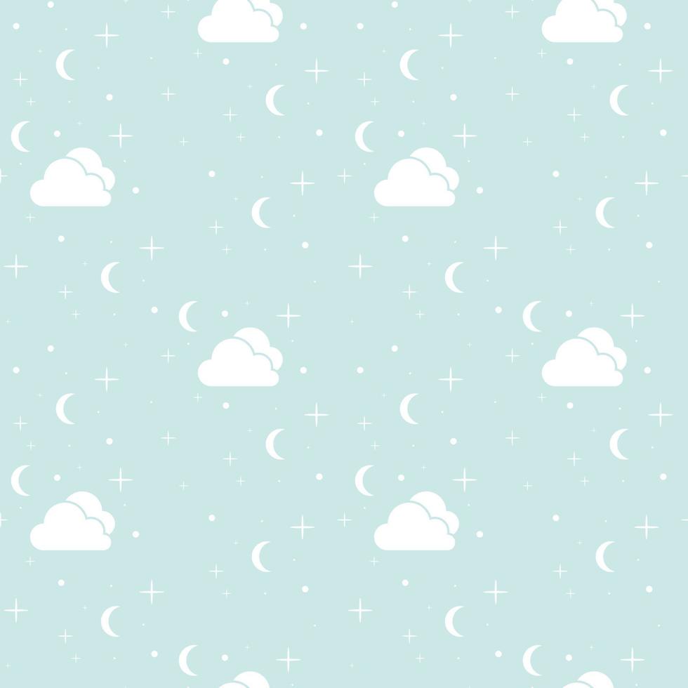 Seamless white sky pattern background, Vector sky icon and star moon, Seamless backgrounds and wallpapers for fabric, packaging, Decorative print, Textile, repeating pattern