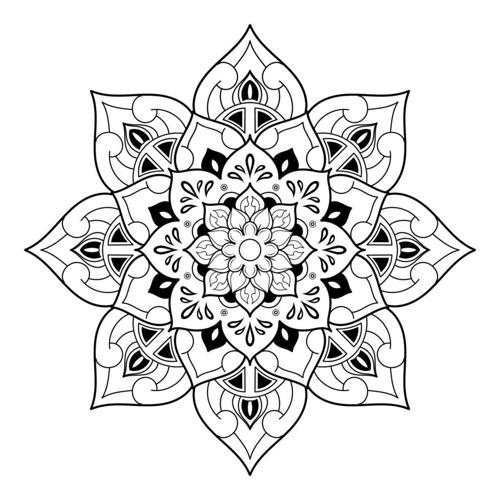 Black and white mandala floral pattern, Vintage decorative elements, Mandala background vector