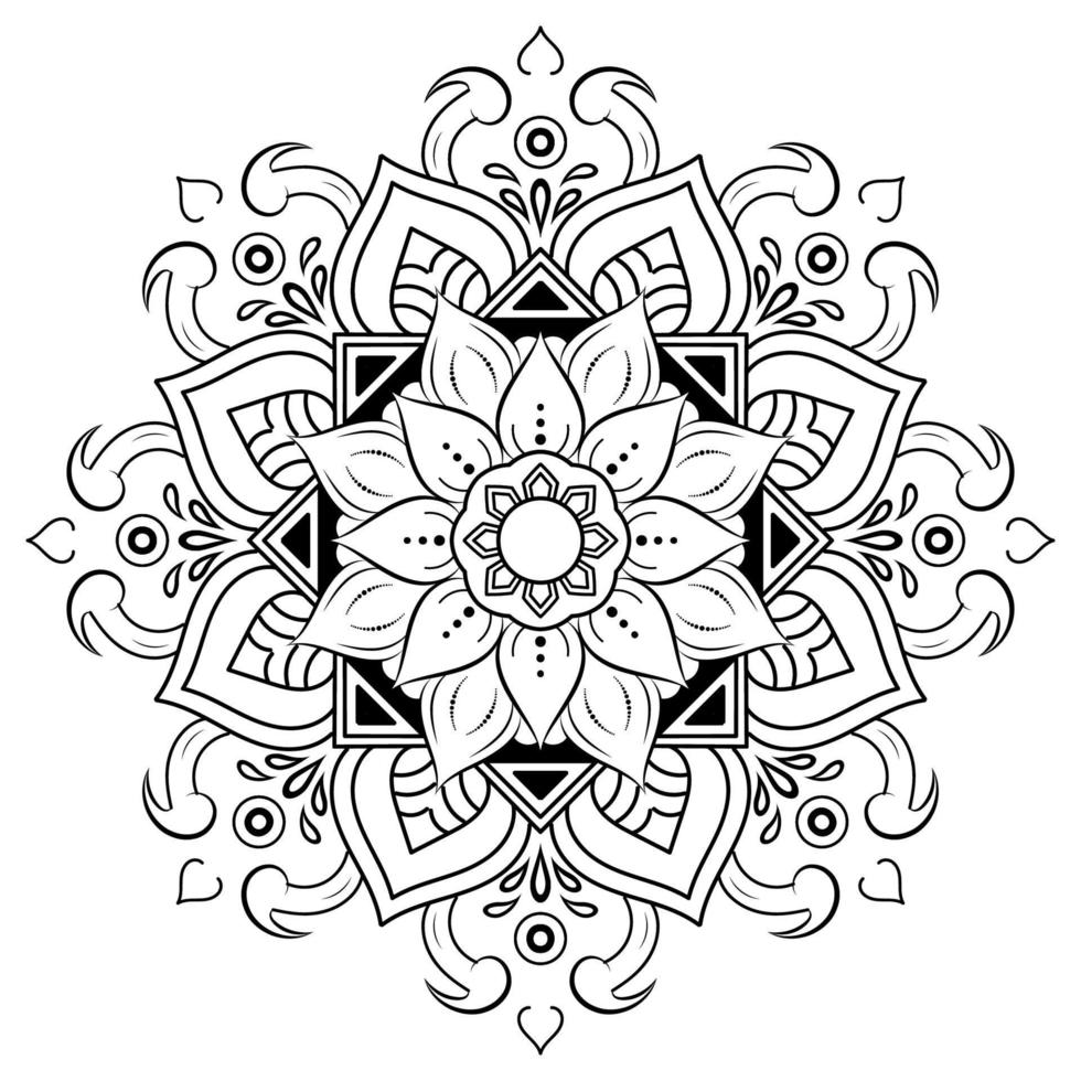 Black and white mandala floral pattern, Vintage decorative elements, Mandala background vector