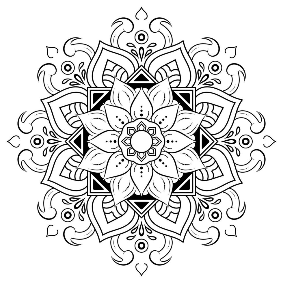 Black and white mandala floral pattern, Vintage decorative elements, Mandala background vector