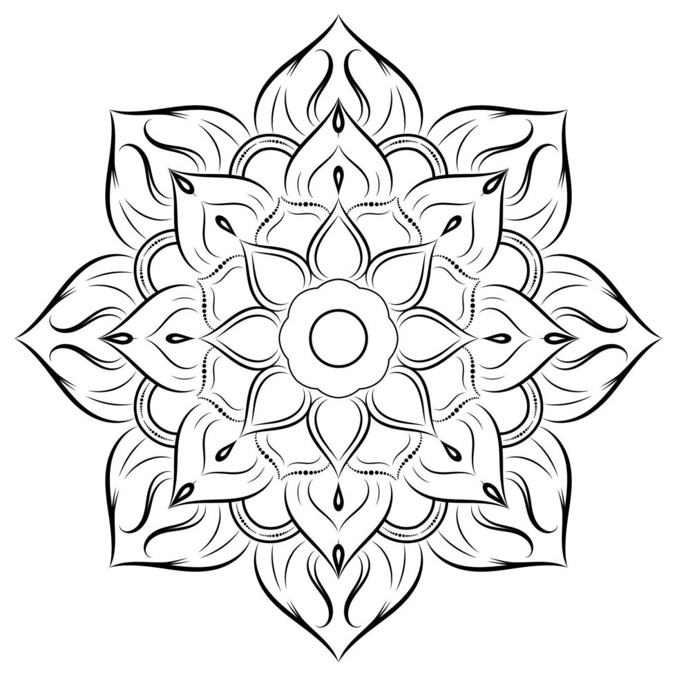 Black and white mandala floral pattern, Vintage decorative elements, Mandala background vector