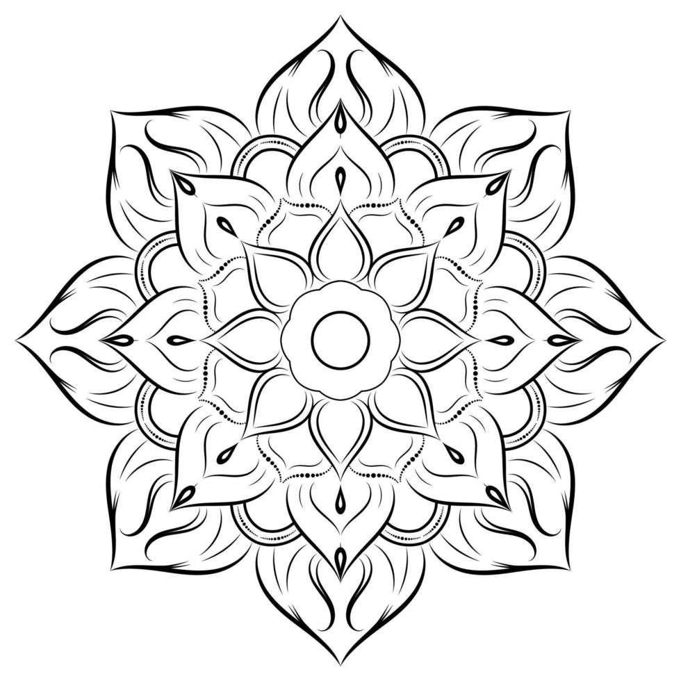 motivos florales de mandala en blanco y negro, elementos decorativos antiguos, fondo de mandala vector