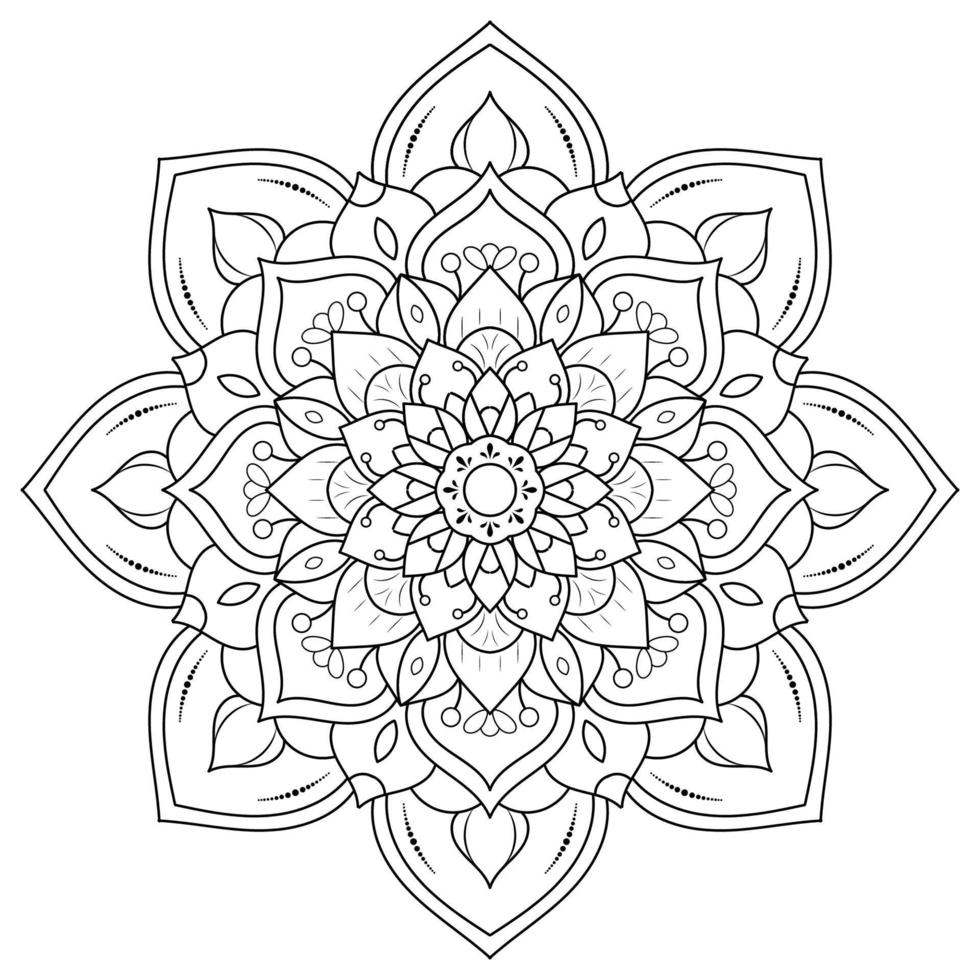 Black and white mandala floral pattern, Vintage decorative elements, Mandala background vector