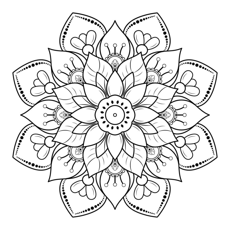 Black and white mandala floral pattern, Vintage decorative elements, Mandala background vector