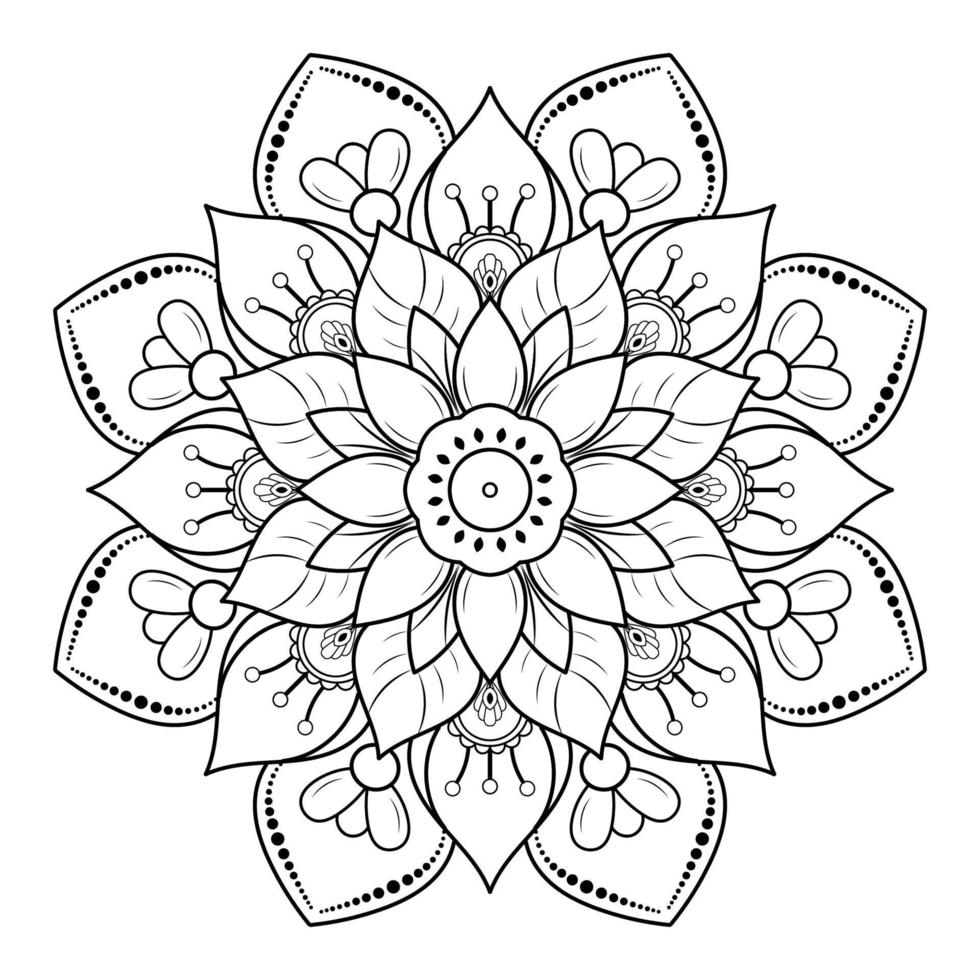 motivos florales de mandala en blanco y negro, elementos decorativos antiguos, fondo de mandala vector