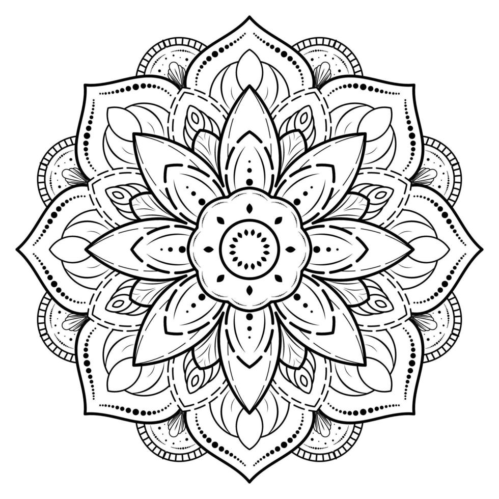 motivos florales de mandala en blanco y negro, elementos decorativos antiguos, fondo de mandala vector