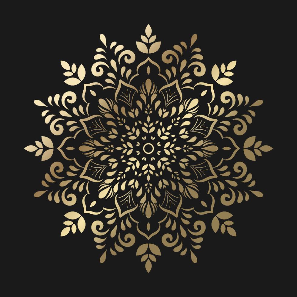 gold Mandala with vintage floral style, Vector mandala Oriental pattern,