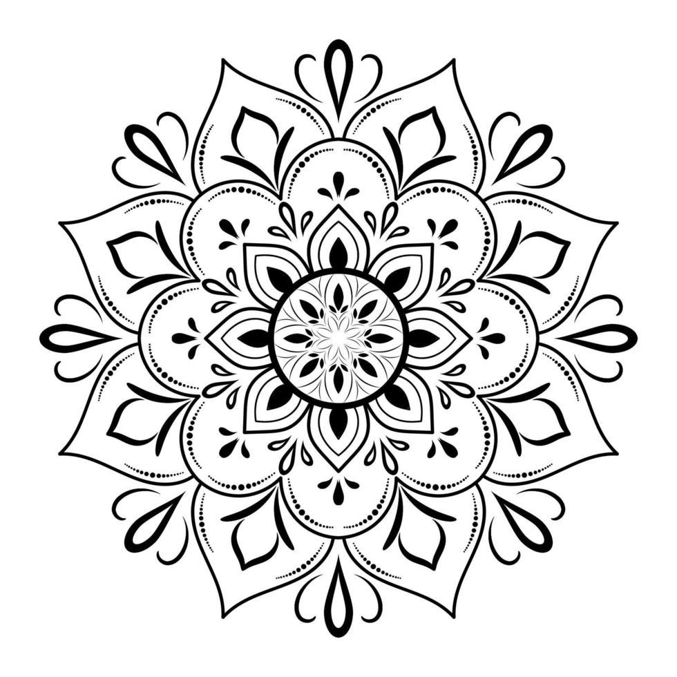 mandala floral circular con estilo floral vintage, patrón oriental de mandala vectorial, elemento decorativo dibujado a mano. diseño único con flor de pétalo. concepto de relajación y uso de la meditación para el libro del logotipo de la página vector