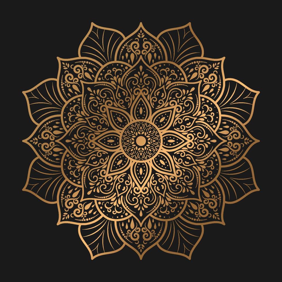gold Mandala with vintage floral style, Vector mandala Oriental pattern,