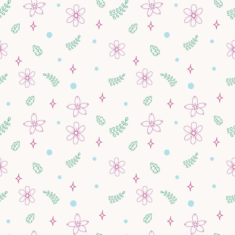Seamless floral flower, leaf background vector