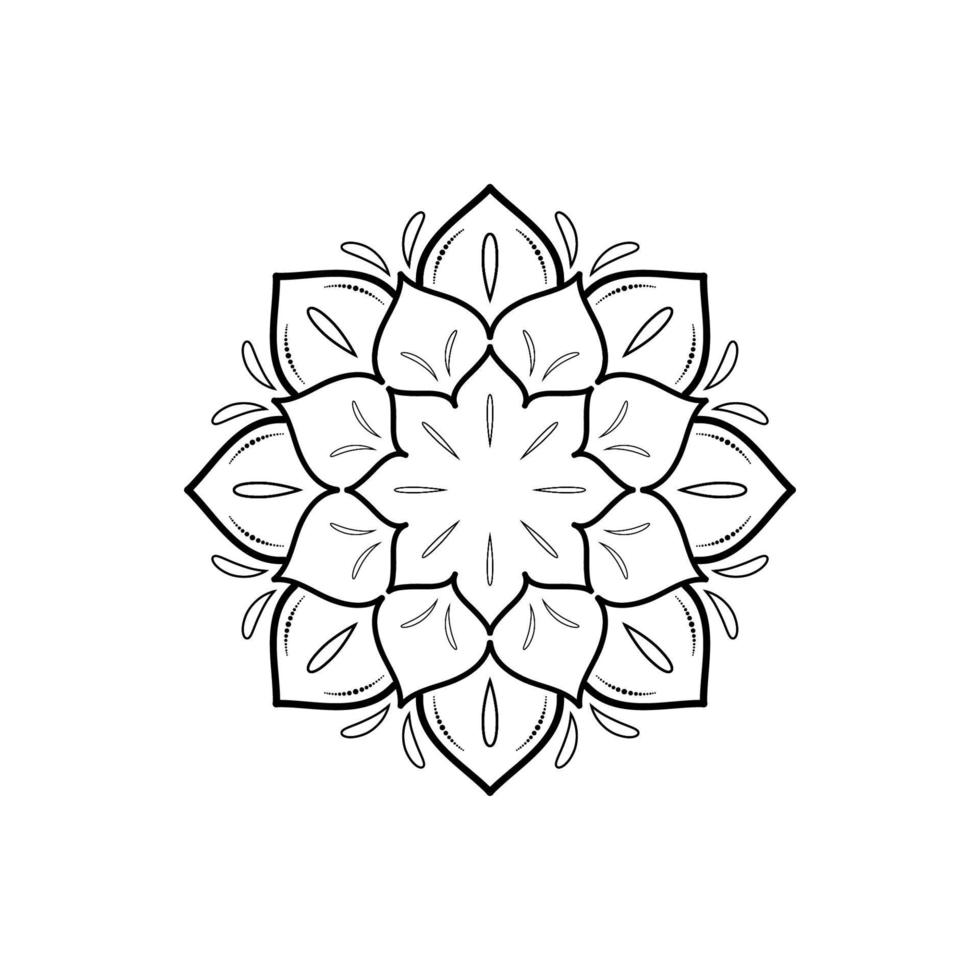 Simple Mandala with floral style, Vector mandala Oriental pattern, Hand drawn decorative element. Unique design with petal flower. Concept relax and meditation use for page logo book