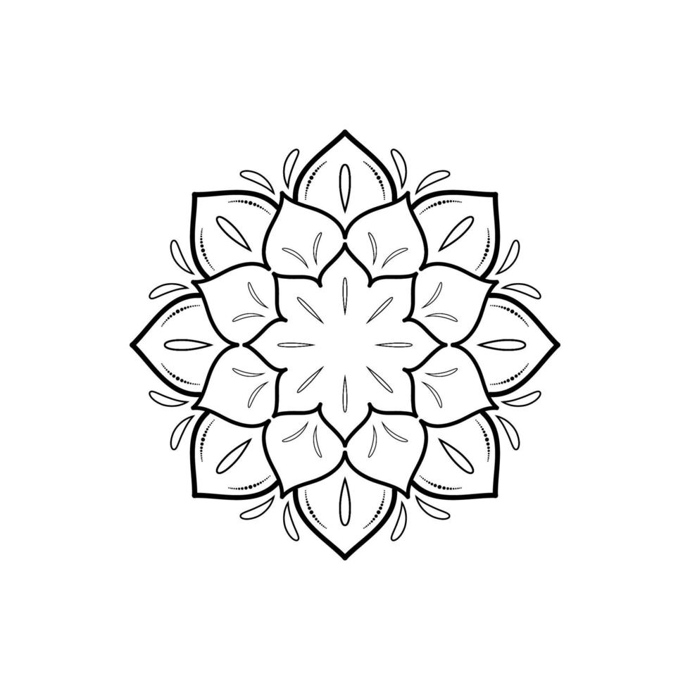 mandala simple con estilo floral, patrón oriental de mandala vectorial, elemento decorativo dibujado a mano. diseño único con flor de pétalo. concepto de relajación y uso de la meditación para el libro del logotipo de la página vector