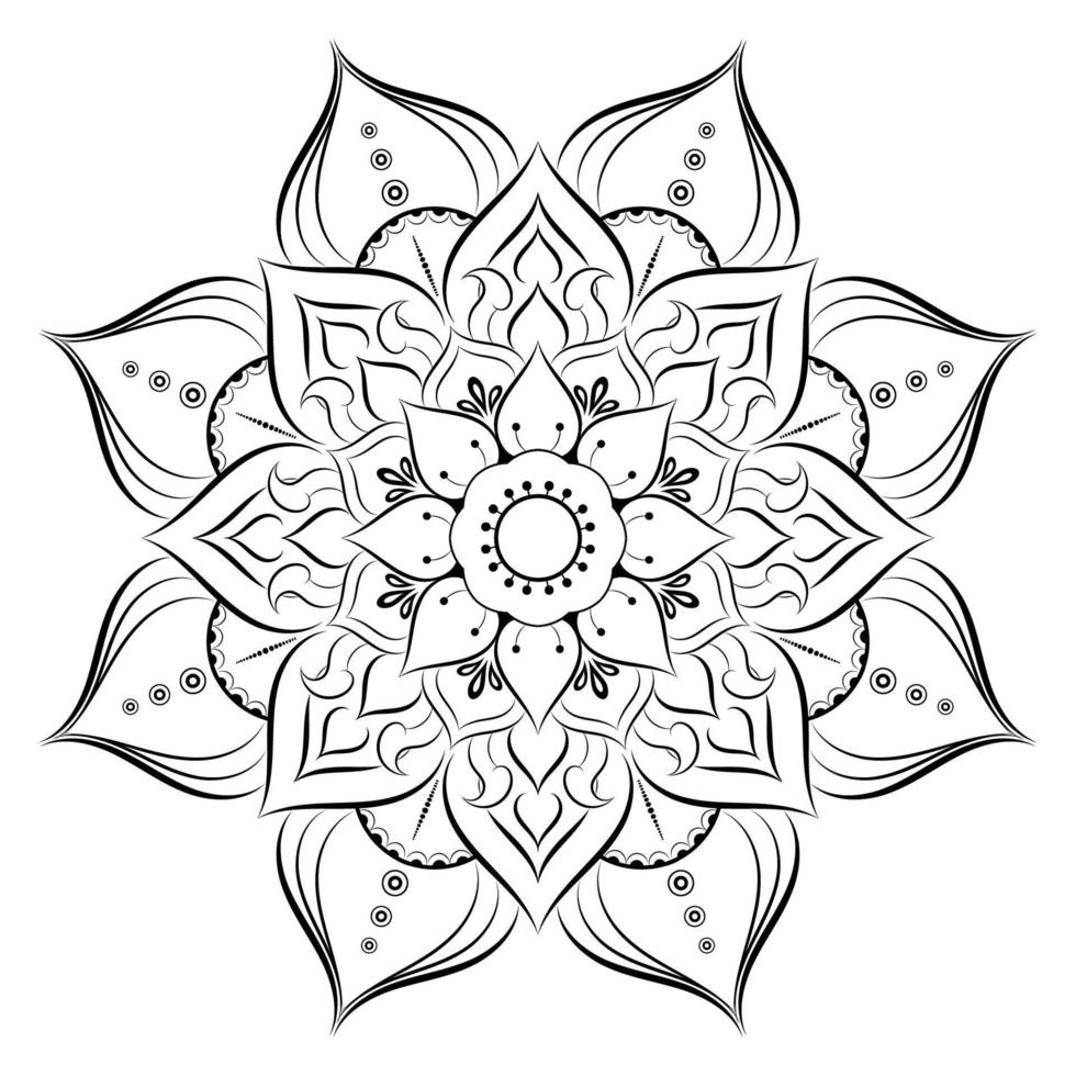 Black and white mandala floral pattern, Vintage decorative elements, Mandala background vector