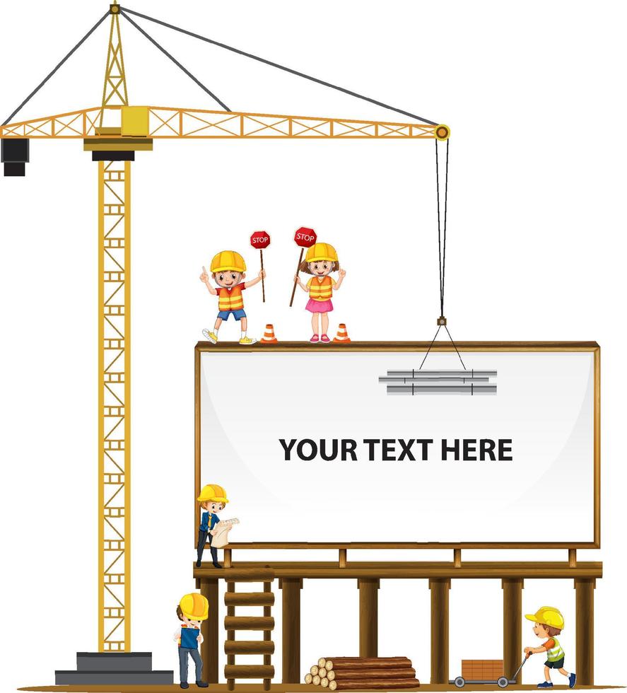 Empty board with construction site theme vector