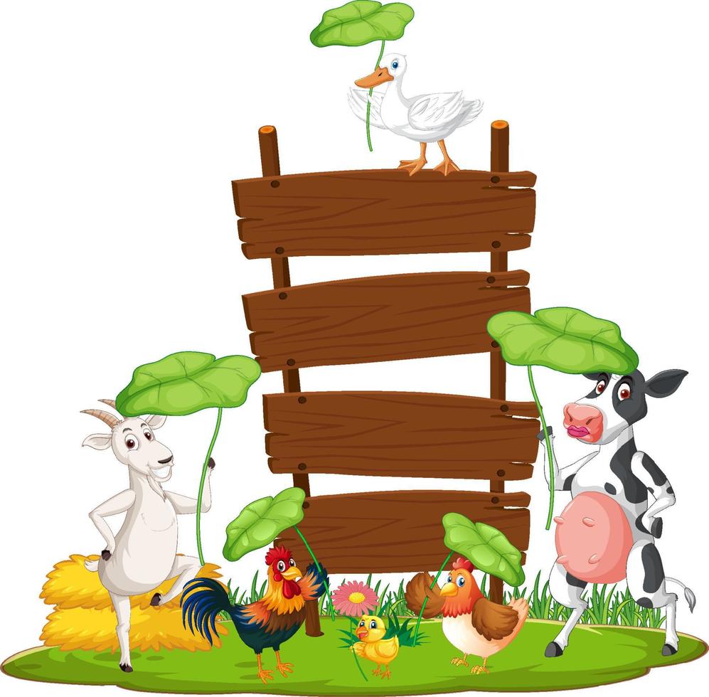 Empty banner template with farm animals vector
