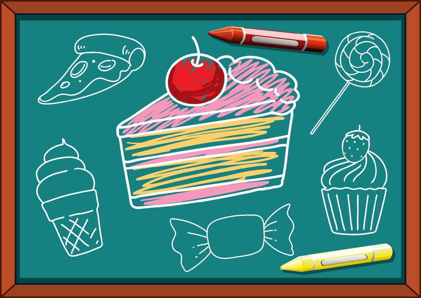 Hand drawn coloured chalk on blackboard vector
