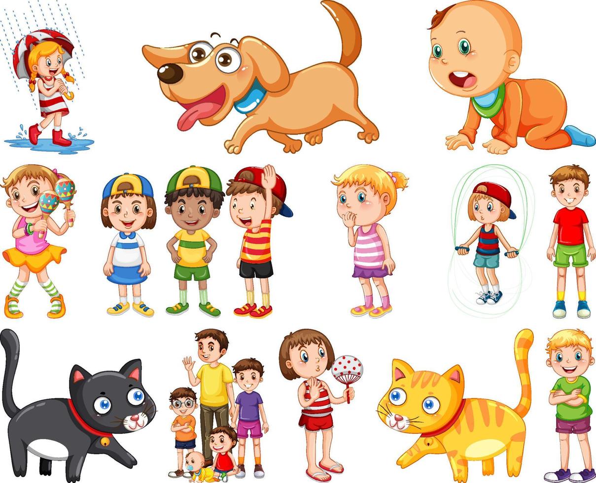 Happy children in different actions vector