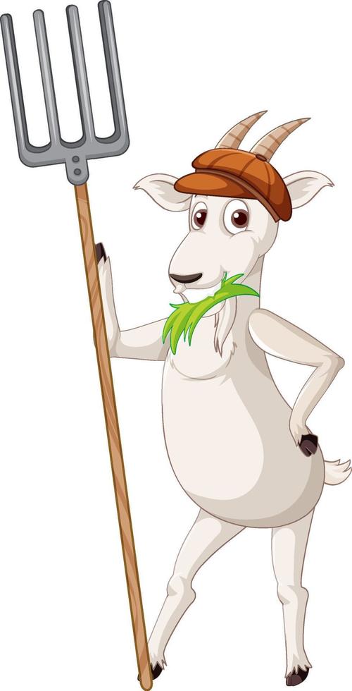 A goat standing on two legs and holding rake vector