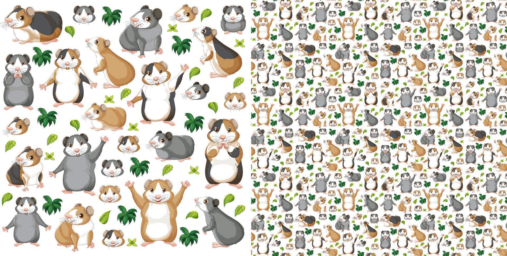 Cute animals cartoon seamless background vector