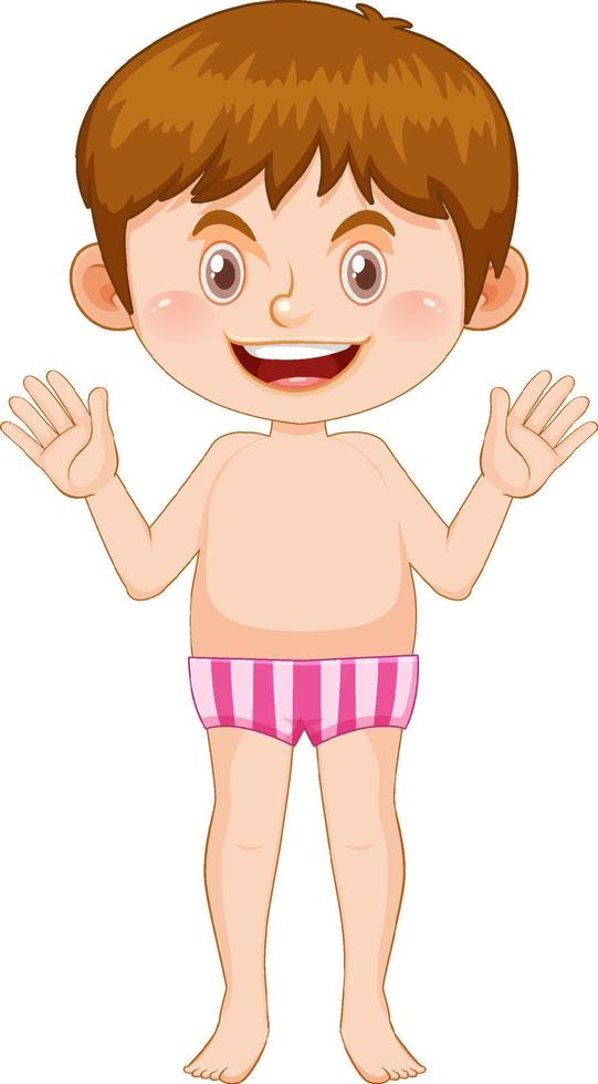 Boy wearing swimming suit cartoon character vector