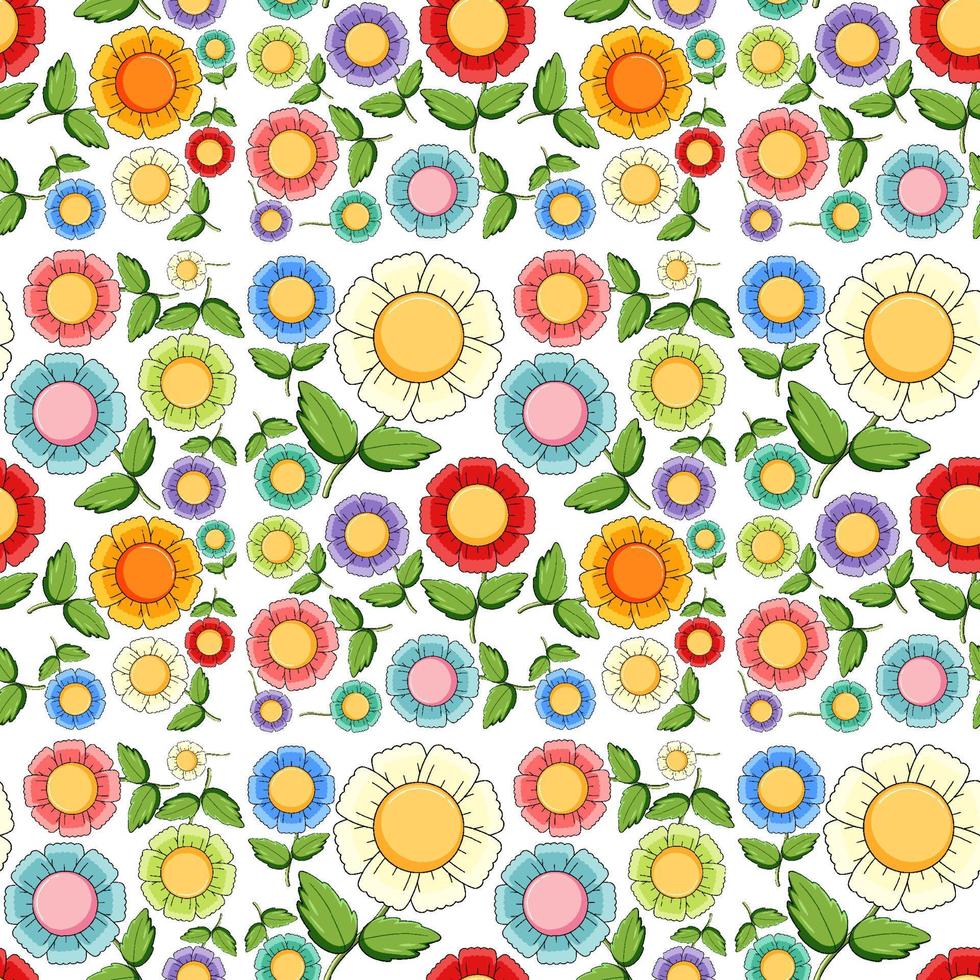Seamless background design with colorful flowers vector
